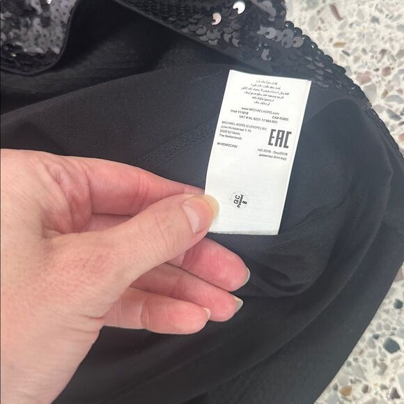 Michael Kors black sequin short sleeve top blouse XS back zip - Picture 8 of 8